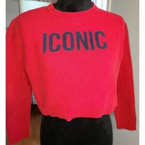 Padini Red Women's Cropped Tight knit‎ Long Sleeve ICONIC Pullover Sweater Boss